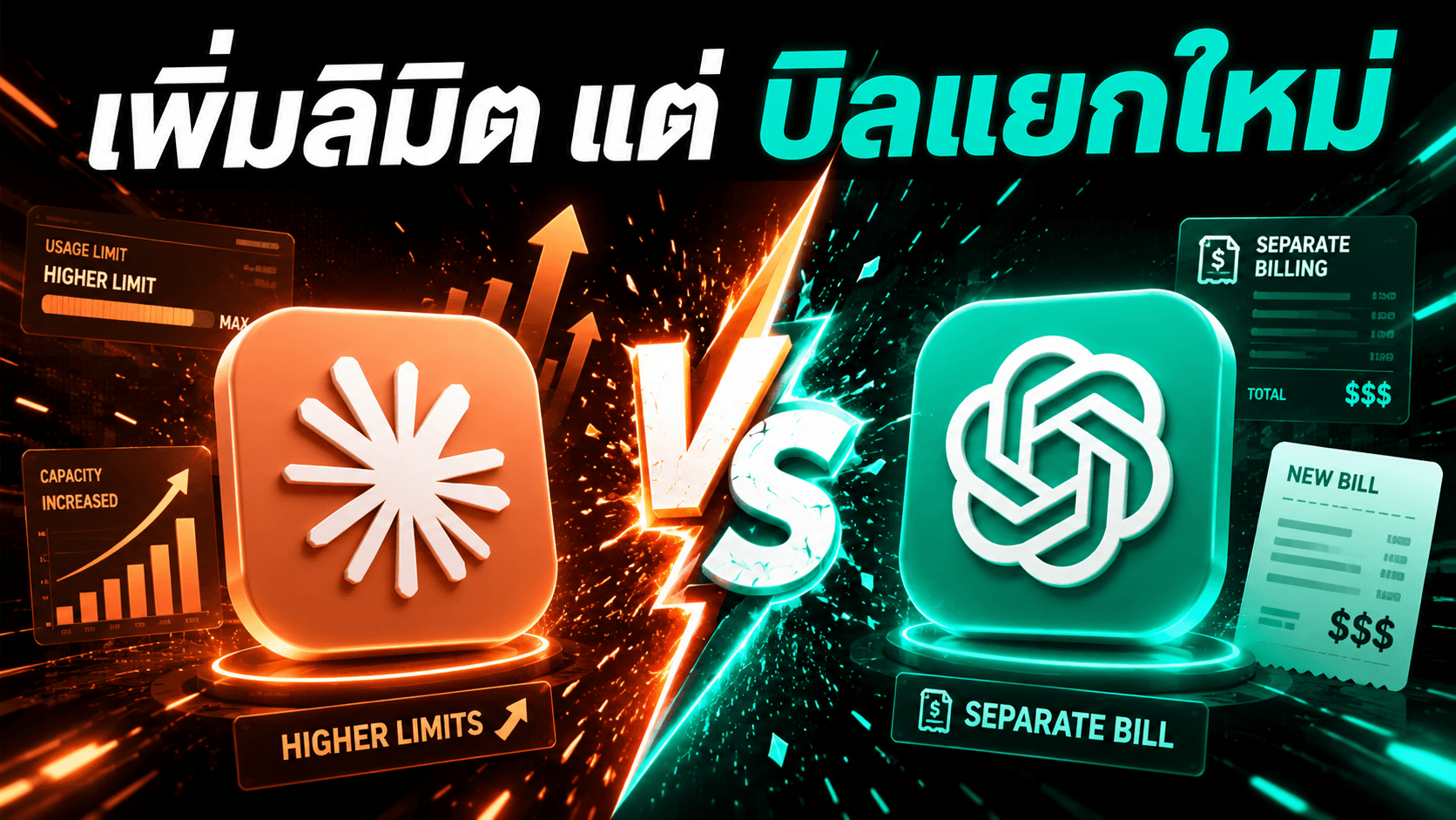 "ศึก Claude Code vs Codex ร้อนขึ้น เพิ่มลิมิตรายสัปดาห์ 50% แต่ค่า agent ภายนอกแยกบิลใหม่"