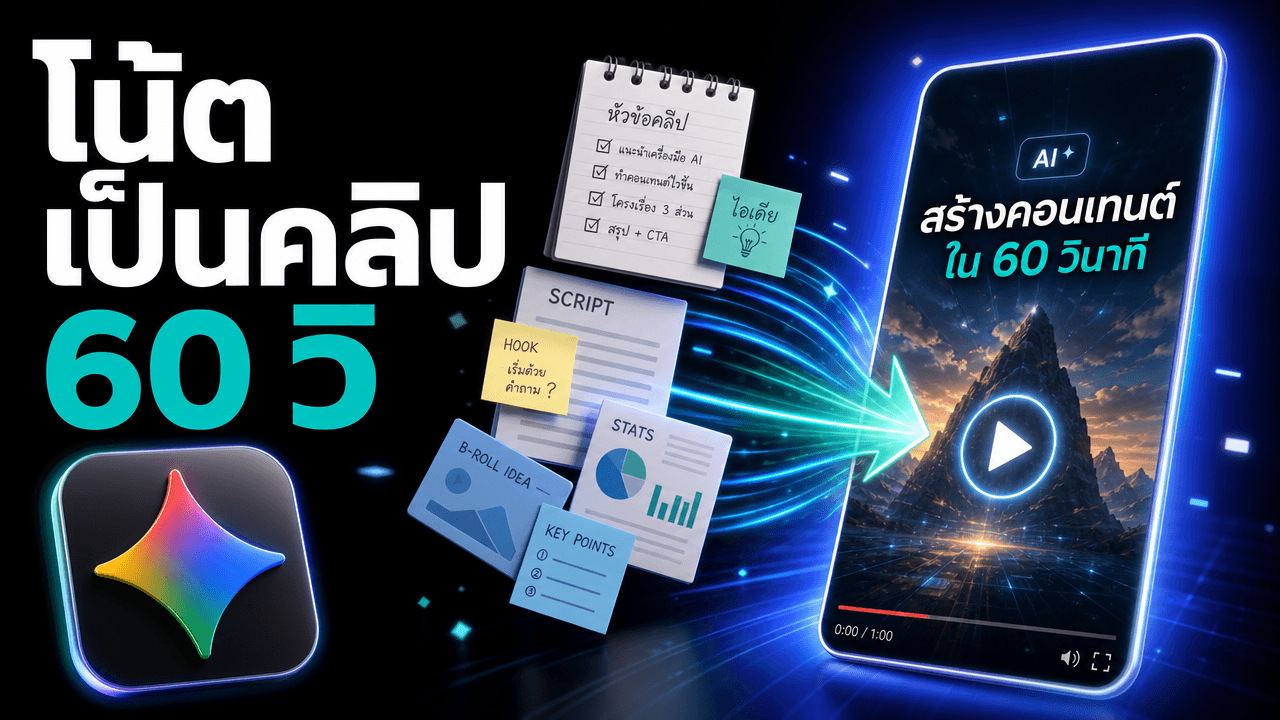 NotebookLM ทำวิดีโอสั้นแนวตั้ง 60 วินาที — ป้อนโน้ต ได้งานลงโซเชียล