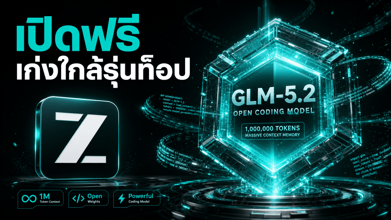 GLM-5.2 โมเดลโค้ดดิ้งโอเพนซอร์ส — context ล้านโทเค็น เปิดให้รันเองได้