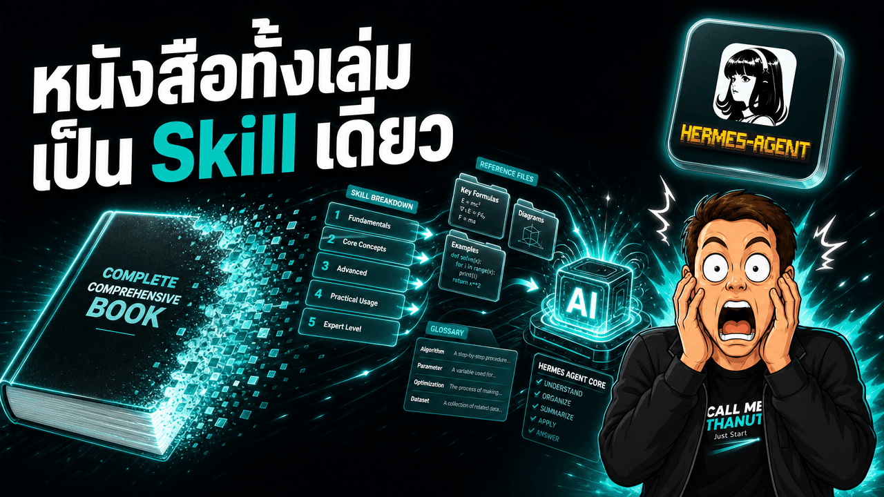 Hermes Agent อ่านหนังสือทั้งเล่มแล้วแปลงเป็น Skill ใช้ซ้ำได้ ประหยัด token หลายสิบเท่า